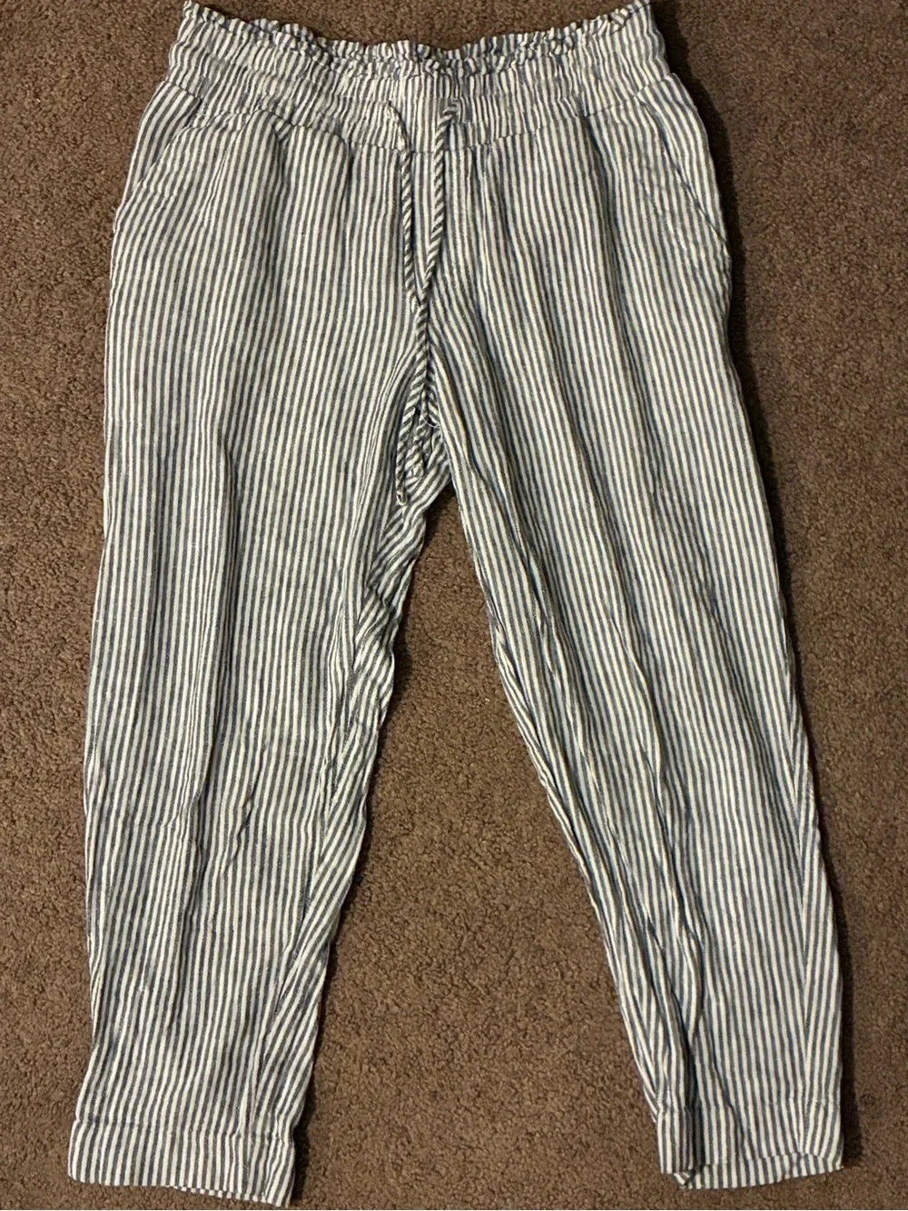 A New Day Women’s Striped Linen Blend Relaxed Pants - Black & White
